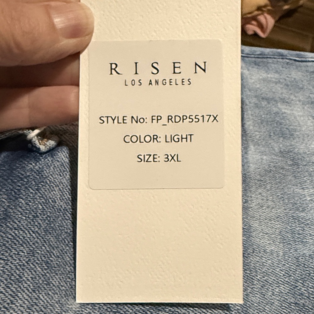 New Risen Summer Days High Rise Light Vintage Wash Straight Leg Jeans 3XL - Picture 8 of 13